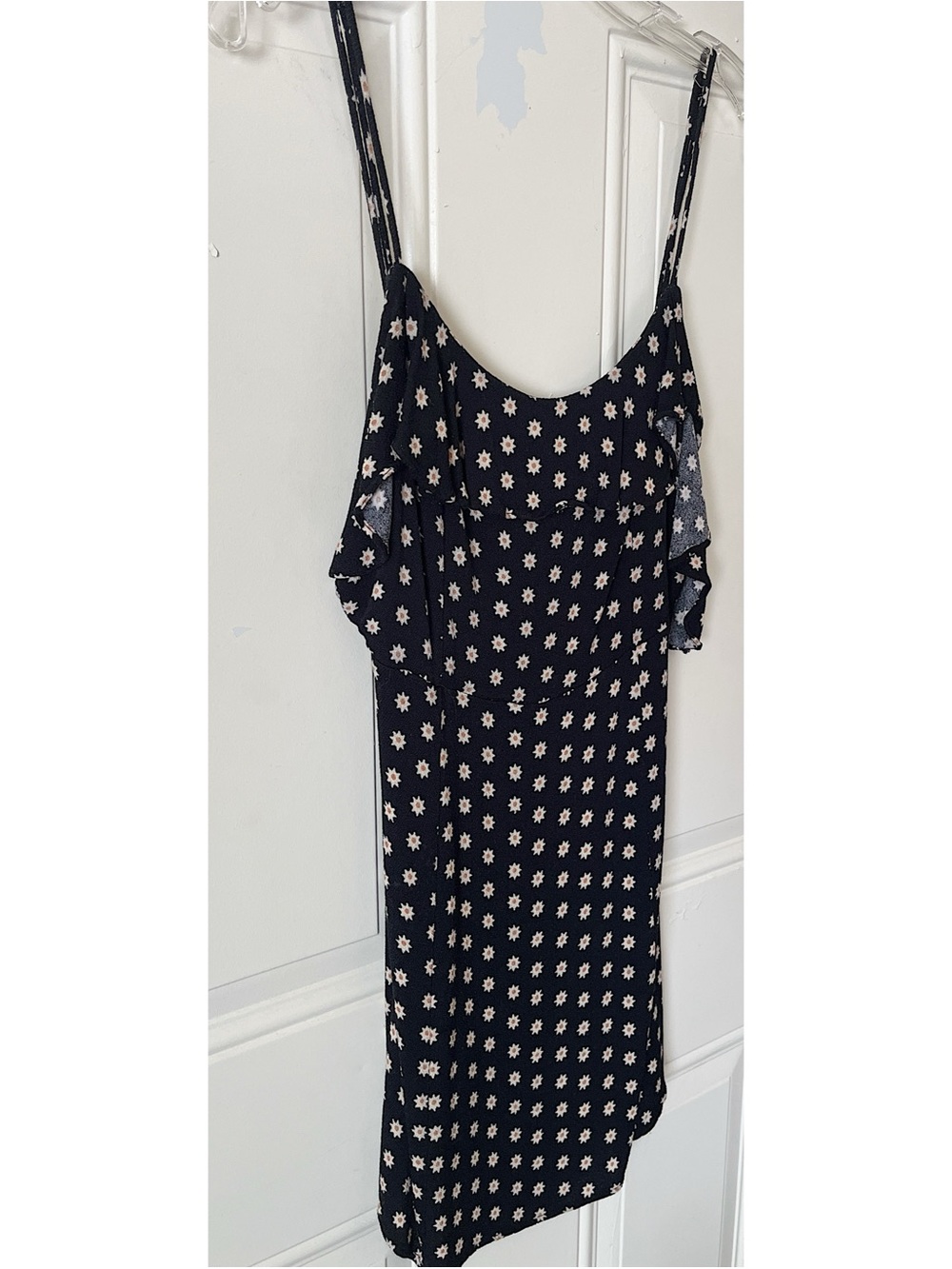 Free People Black Floral Mini Dress with Cream Daisy Print - Picture 5 of 6